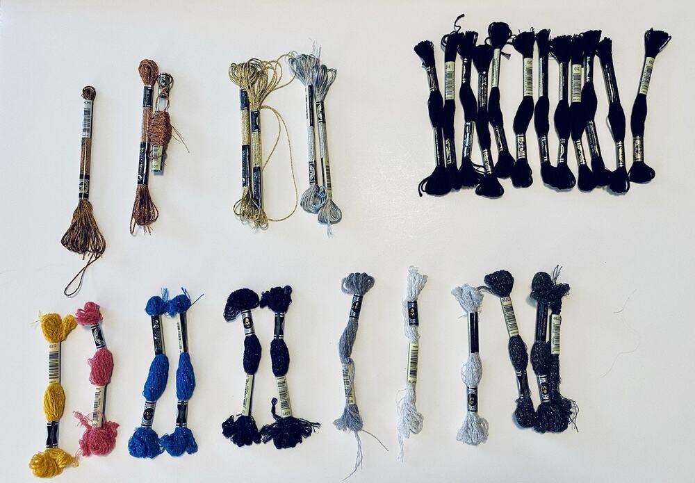 Lot of 15 DMC Metallic Embroidery Floss Assorted & 12 DMC Black #310